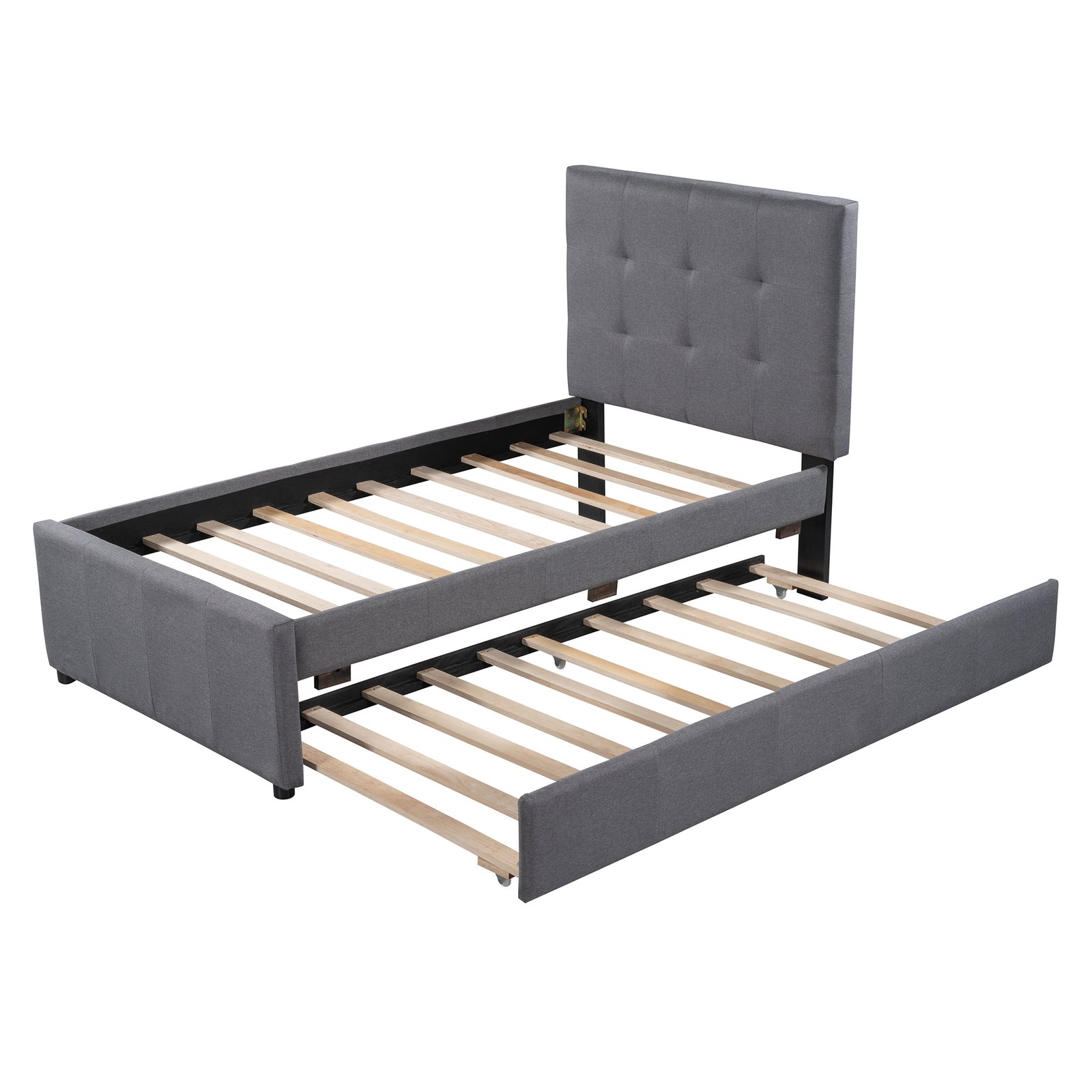 Linen Upholstered Platform Bed With Headboard and Trundle, Twin(Old SKU: SM000504AAE) photo review