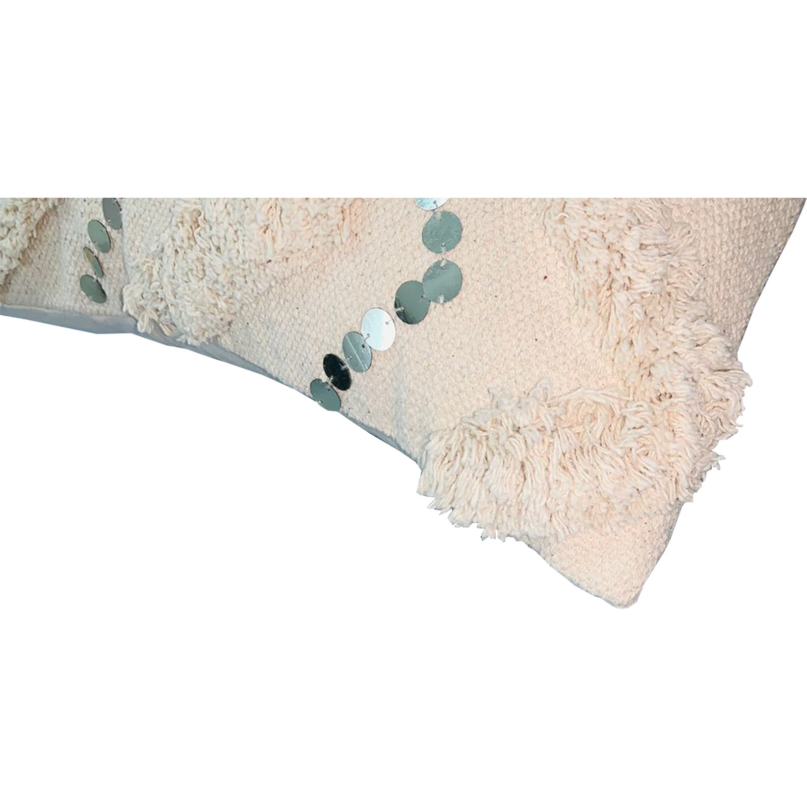 18 x 18 Square Cotton Accent Throw Pillow, Handcrafted Chevron Patchwork, Sequins, Blush Pink photo review