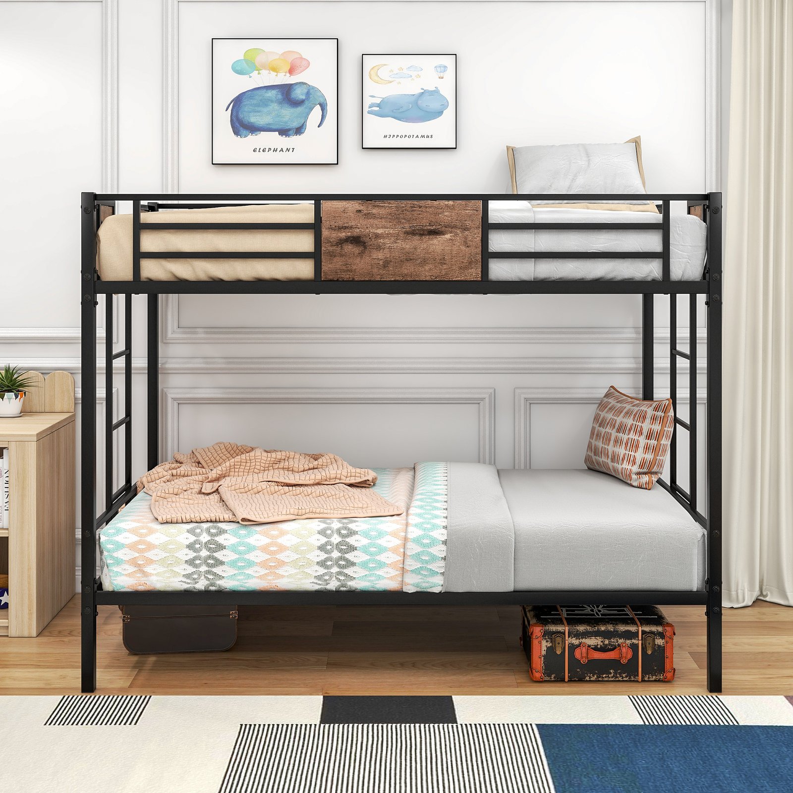 Twin Over Twin Size Metal Bunk Bed Black photo review