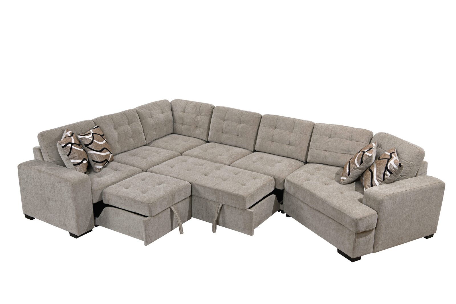 149" Oversized Sectional Modern Large Upholstered U-Shape Sectional Sofa, Extra Wide Chaise Lounge Couch for Home, Bedroom, Apartment, Dorm, Office, Light Gray photo review