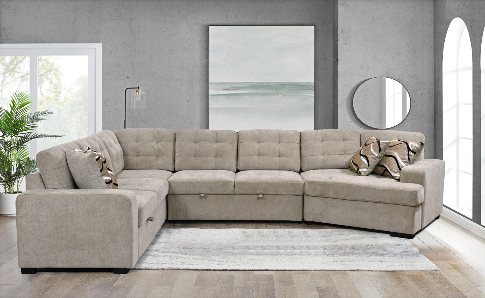 149" Oversized Sectional Modern Large Upholstered U-Shape Sectional Sofa, Extra Wide Chaise Lounge Couch for Home, Bedroom, Apartment, Dorm, Office, Light Gray photo review