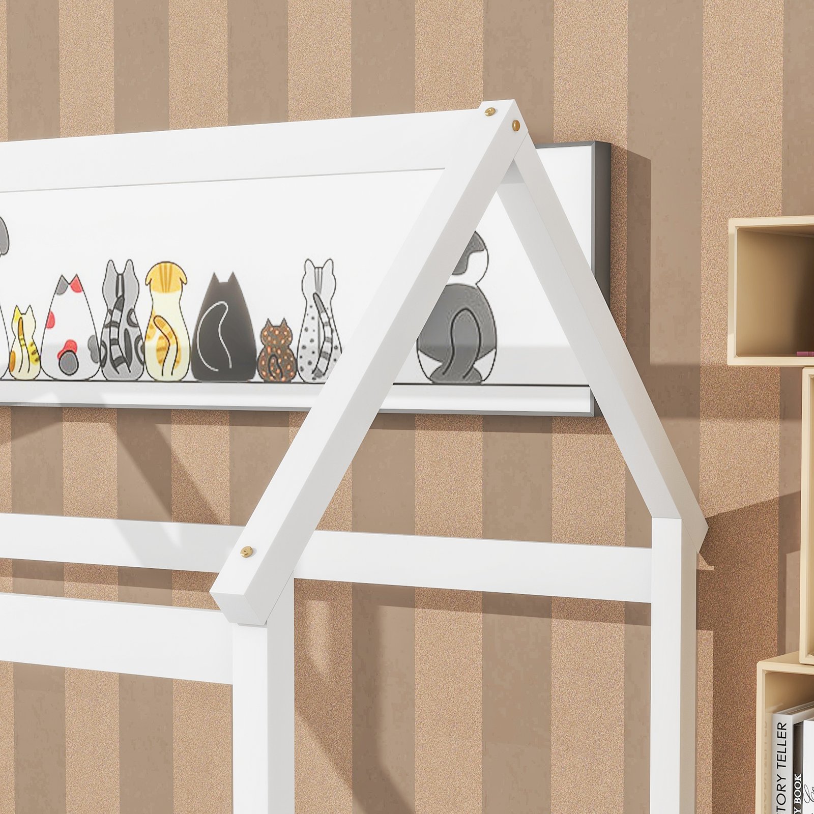 Twin House Bed with Guardrails, Slats ,White photo review