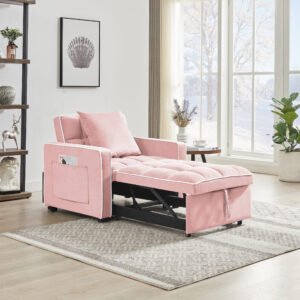 Three-in-one sofa bed chair folding sofa bed adjustable back into a sofa recliner single bed adult modern chair bed berth Pink(UPC:712109616920)