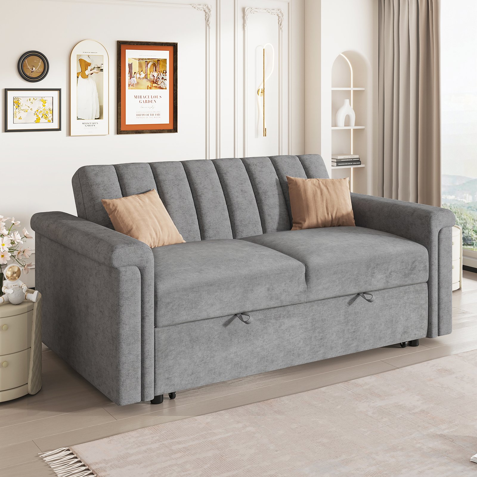 U_STYLE Convertible Soft Cushion Sofa Pull Bed ,for Two People to Sit On photo review