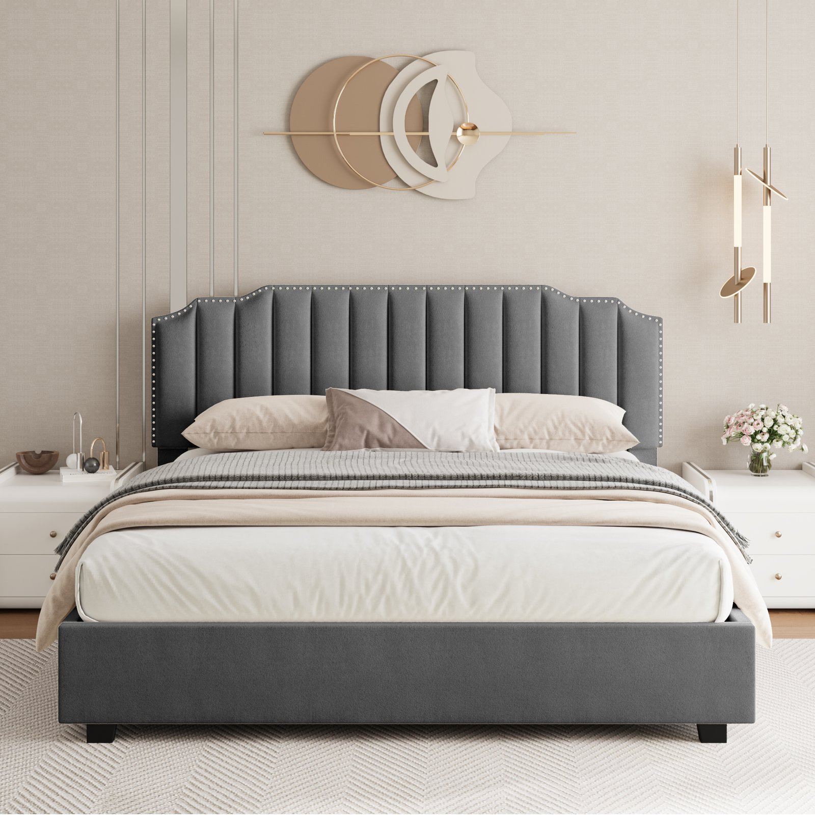 LIFT UP QUEEN SIZE BED VELVET GREY photo review