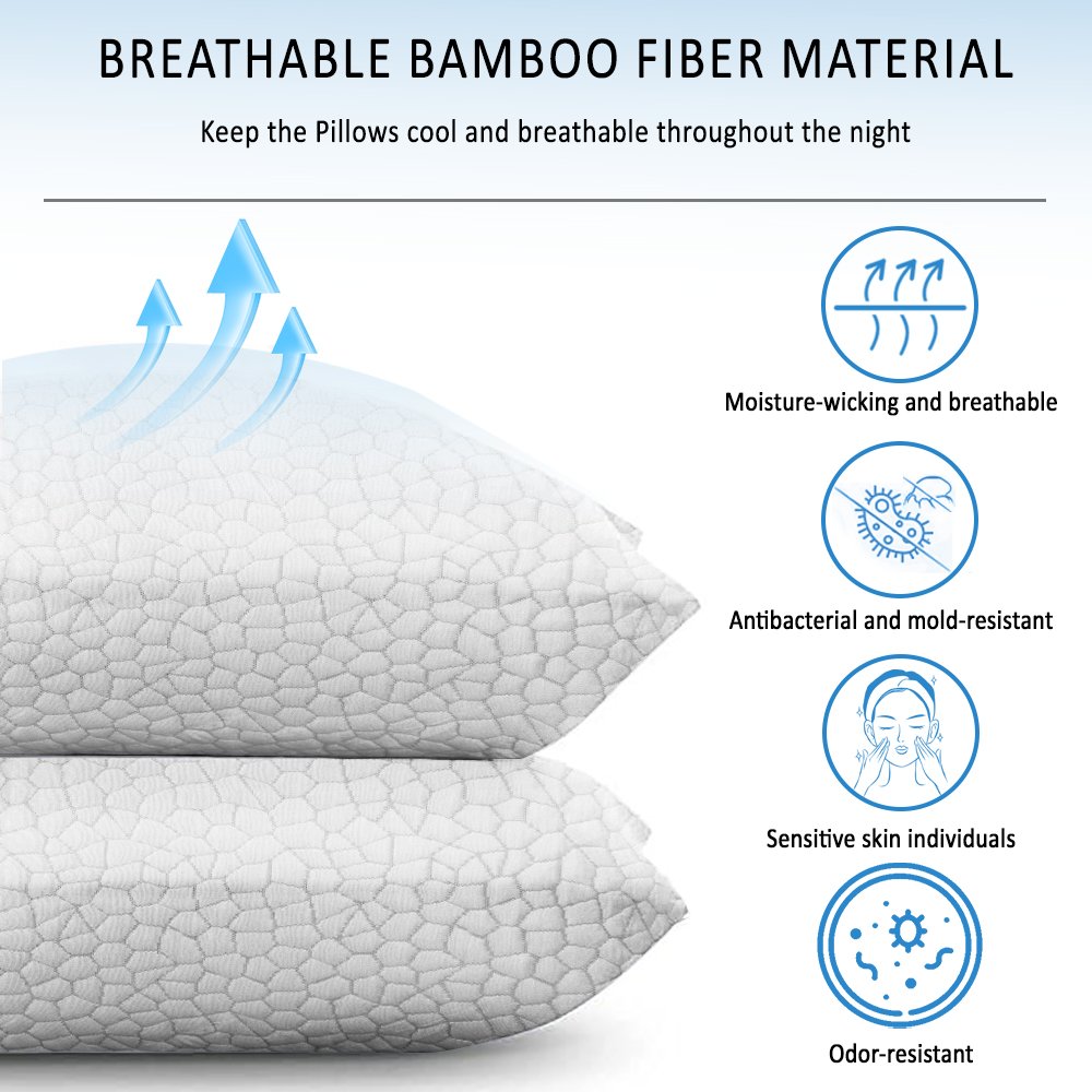 Bed Pillows for Sleeping, 1-Pack Memory Foam Pillow (20"x 26") with Adjustable Loft Cooling Bamboo Pillow for Side and Back Sleepers, Washable Removable Derived photo review