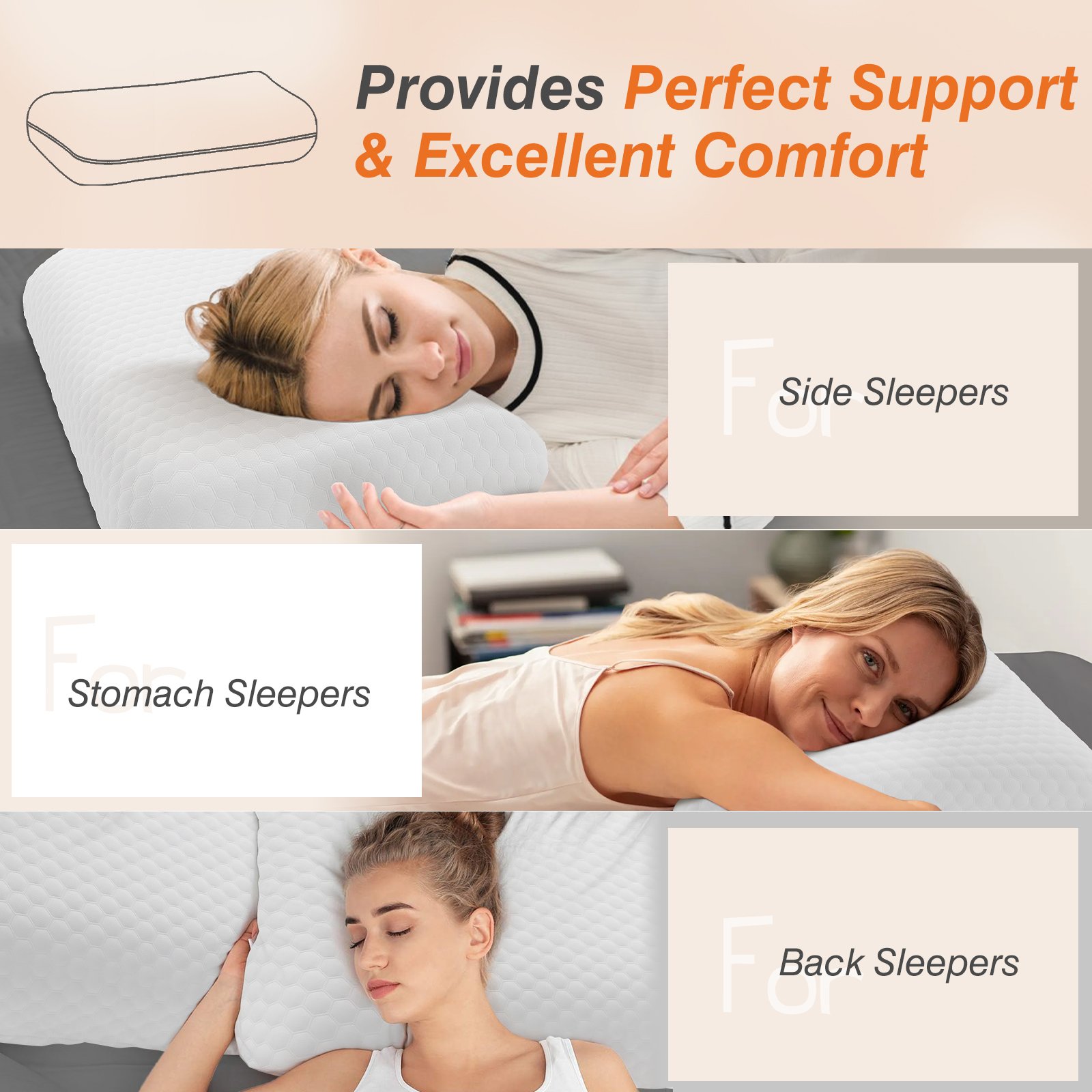 Foam pillow, sleeping pillow, soft and comfortable, removable, machine washable cover,1 pack,24 "x 16 photo review