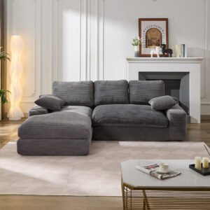 99*69" Modular Sectional Living Room Sofa Set, Modern Minimalist Style Couch, Upholstered Sleeper Sofa for Living Room, Bedroom, 2 PC Free Combination, Installation-free Sofa, L-Shape, Grey