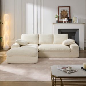 99*69" Modular Sectional Living Room Sofa Set, Modern Minimalist Style Couch, Upholstered Sleeper Sofa for Living Room, Bedroom, 2 PC Free Combination, Installation-free Sofa, L-Shape, White