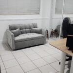 Modern Velvet Loveseat Futon Sofa Couch w/Pullout Bed,Small Love Seat Lounge Sofa w/Reclining Backrest,Toss Pillows, Pockets,Furniture for Living Room,3 in 1 Convertible Sleeper Sofa Bed, Gray photo review